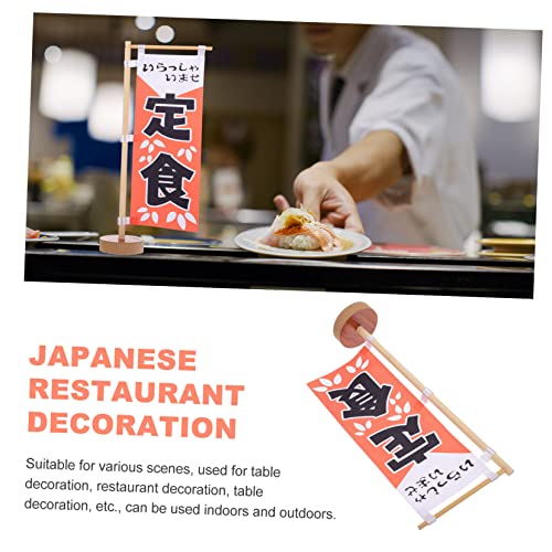Yardwe 1 Pc Bandera De Sushi Bandera De Palillo De Escritorio Japonés Decoración De Mesa De Restaurante Bandera Japonesa De Sushi Oficina Madera Decoraciones Comedor