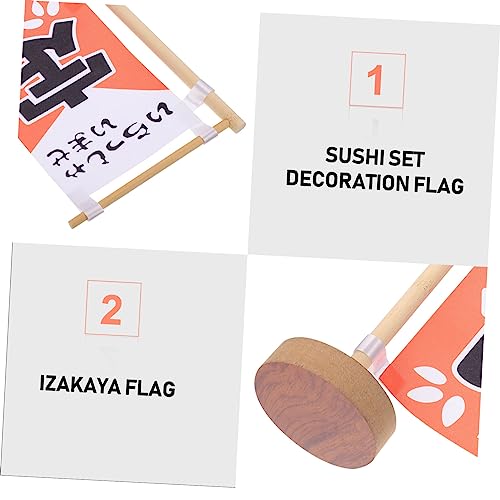 Yardwe 1 Pc Bandera De Sushi Bandera De Palillo De Escritorio Japonés Decoración De Mesa De Restaurante Bandera Japonesa De Sushi Oficina Madera Decoraciones Comedor