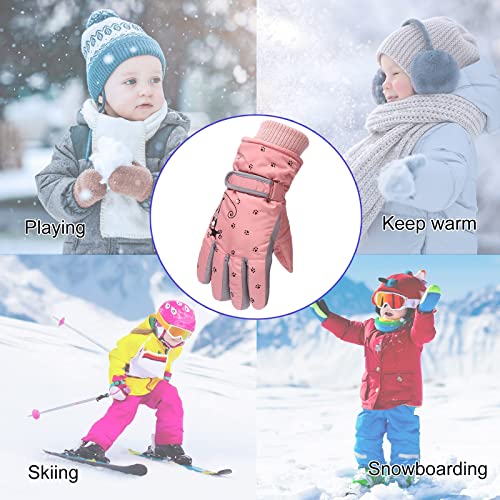 YCBMINGCAN Invierno al aire libre niños niñas patinaje nieve snowboard guantes cálidos a prueba de viento, perfectos para disfraz de ladrón de 6 a 12 años (rosa, talla única)