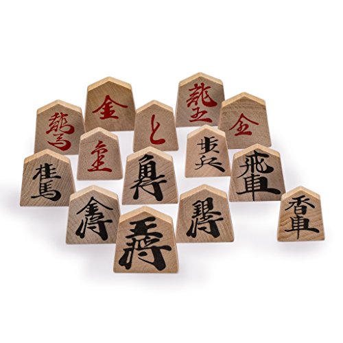 Yellow Mountain Imports Juego de ajedrez japonés Shogi de Madera Koma Tradicional Jugando Piezas con Papel Shogiban