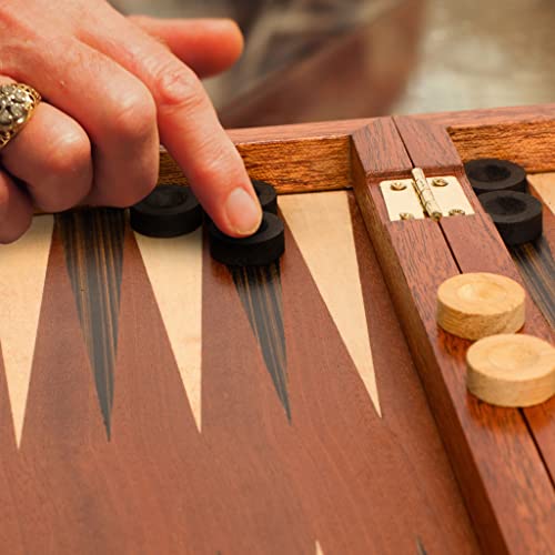 Yellow Mountain Imports Juego de Backgammon con Incrustaciones de Madera, “Sentinel” - 28 centimetros, Piezas y Accesorios de Madera