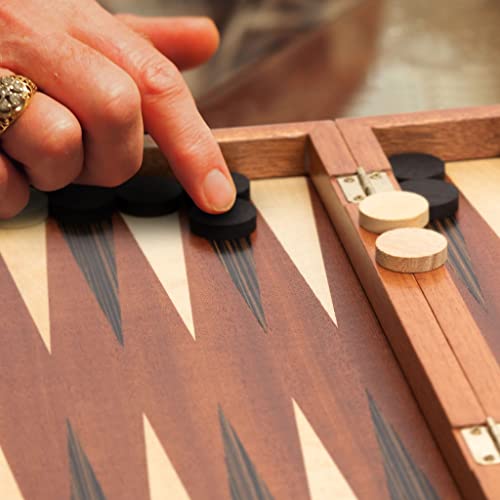 Yellow Mountain Imports Juego de Backgammon de Madera, “Dorne” - con Fichas y Accesorios de Madera, Tablero de 33 centimetros