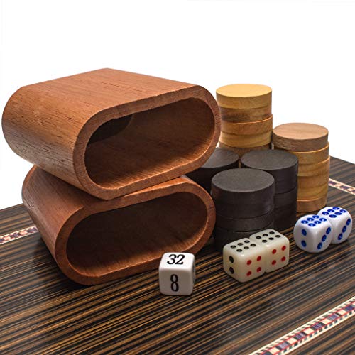 Yellow Mountain Imports Juego de Backgammon de Madera, “Dorne” - con Fichas y Accesorios de Madera, Tablero de 33 centimetros