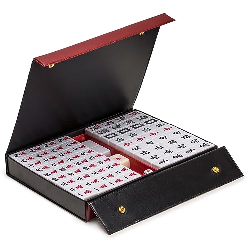 Yellow Mountain Imports Juego Profesional de Mahjong Chino, “Doble Felicidad” (Amarillo) - con 146 Fichas de Tamaño Medio [專業中式麻將]