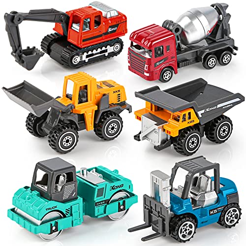 YIMORE Camiones de Construcción Juguetes Set Véhicule de Construction Vistoso per para Niños Niña 3 4 5 6 (6 Pedazos)