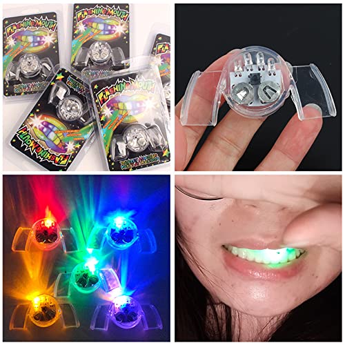 Yisawroy Soportes brillantes de Halloween intermitentes con luz LED para la boca, piezas de dientes brillantes para fiesta de Halloween, soporte LED