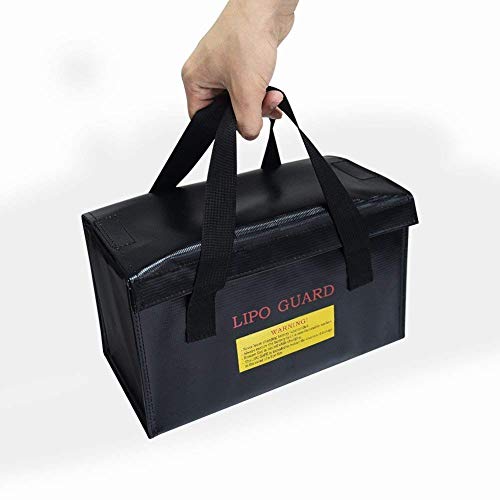 YUNIQUE Espana Bolsa ignífuga Ideal para Cargar baterías Lipo Resistente al Fuego Medida 26 x 13 x 15 Cm Color Negro