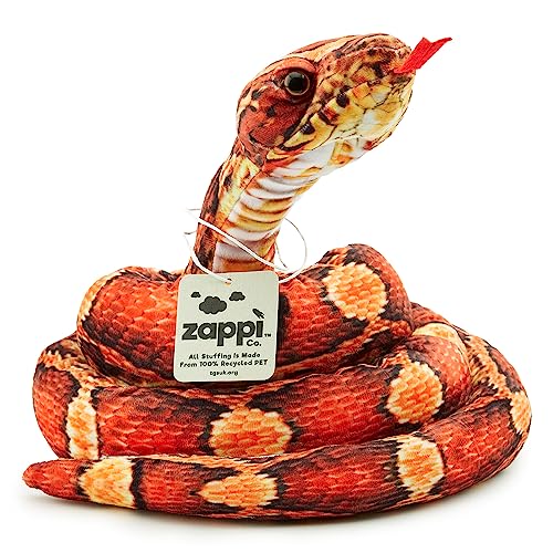 Zappi Co Peluche de Serpiente de Peluche para niños, Parte de la colección Safari Animales, niños (180 cm de Longitud) (Serpiente de maíz Naranja/Negro)