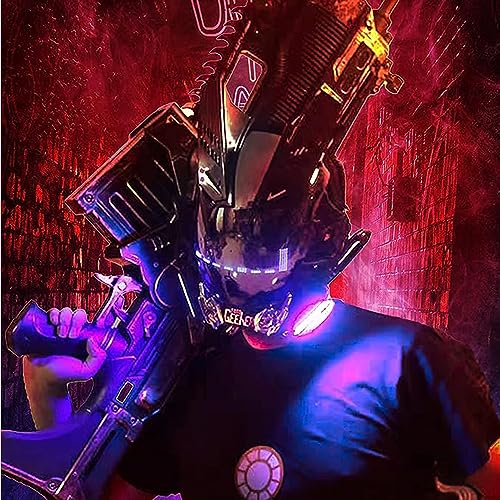 ZCBYBT Equipo Cyberpunk Accesorios Tecnología Punk Mecánica Sentido Máscara Futuro Guerrero Juego De Roles Cos Jugar,Azul,One Size