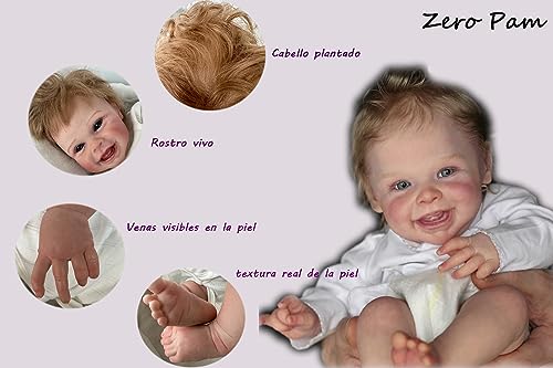 Zero Pam Bebé Reborn Realista,20 Pulgadas Muñeca Niña Reborn De Silicona con Pelo,bebé Recién Nacido con Sonrisa Muñecos Reborn Reales Cuerpo Blando