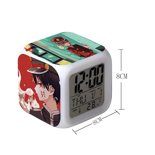 Zhongkaihua Reloj despertador Hanako-kun de anime, con función cuadrada de cambio de color y temperatura para niños y niñas