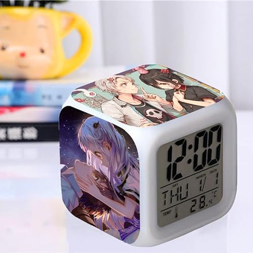 Zhongkaihua Reloj despertador Hanako-kun de anime, con función cuadrada de cambio de color y temperatura para niños y niñas