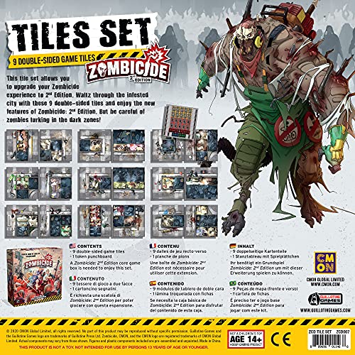 Zombicide 2nd Edition Tiles Set Strategy Board Game Cooperative Game for Teens and Adults Zombie Board Game Ages 14+ 1-6 Players Avg. Playtime 1 Hour Made by CMON, Various, (ZCD007)