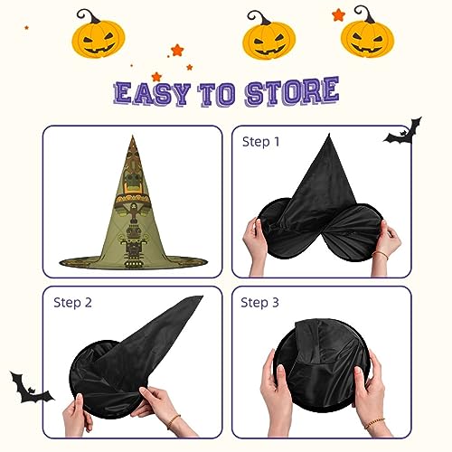 ZORIN Sombrero de brujas de Halloween para adultos, sombrero de brujas para disfraz étnico, postes de tótem, decoraciones de Halloween, sombrero de mago, accesorio de disfraz para Halloween, fiesta de