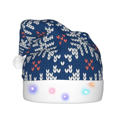 ZORIN Sombreros de Navidad con luces brillantes escandinavo de punto noruego arte de felpa unisex sombrero de Papá Noel para suministros de fiesta de vacaciones cosplay adorno de Navidad para hombres,