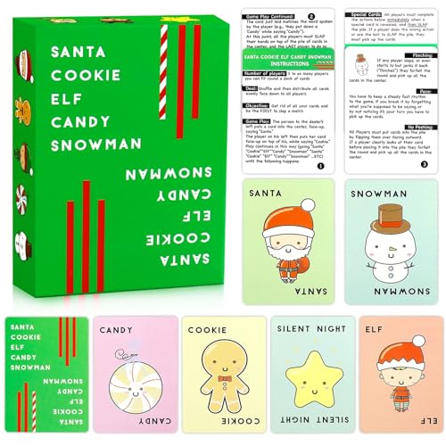 ZORTORZ Santa Cookie Elf Candy Snowman,Navidad Juego de Cartas para 3-8 Jugadores 8+ Años,10 Min Juegos De Cartas,Juegos Familiares,Juego de Fiesta para Niños y Adultos