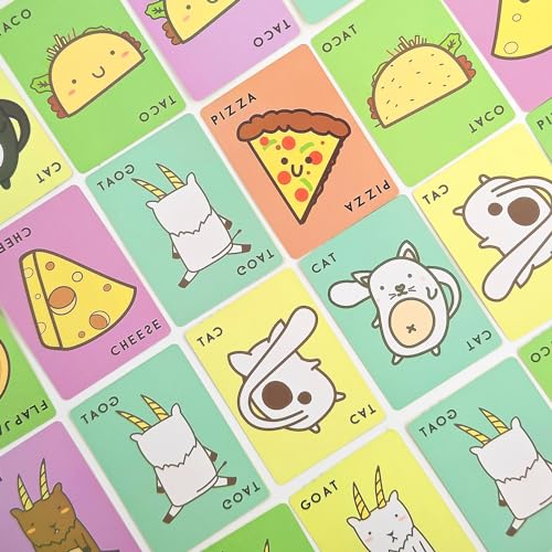 ZORTORZ Taco Cabra Gato Queso Pizza,Juego de Cartas para 3-8 Jugadores 8+ Años,10 Min Juegos De Cartas,Juegos Familiares,Juego de Fiesta para Niños y Adultos (Negro)