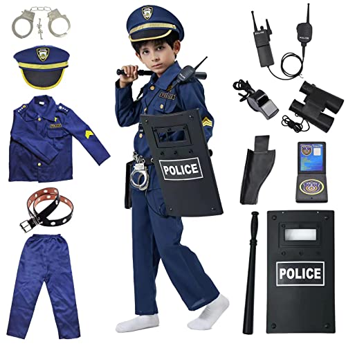 ZUCOS Kit de Juego de Rol de Oficial de Policía de Lujo para Niños de Halloween y Carnaval Niños 7-9 años