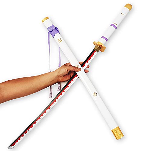 - Arma de Espada de Woodennife Uing Sword Japones Wooden Anime Samurai Espada Cosplay, Espada de Slayer Roronoa Zoro, Madera Exquisita, Coleccionables/White