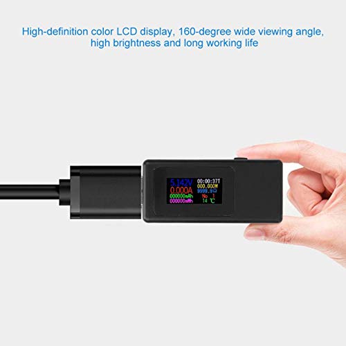 0-150w Probador de cargador USB Apagado Voltaje de corriente de almacenamiento Medidor de tiempo de batería para dispositivos de carga(black)