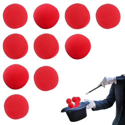10 bolas de esponja rojas mágicas mágicas, bolas de esponja, mágicas, suaves, rojas, perfectas para escenarios y magia diaria, clásicas comedia callejera, accesorios para magos