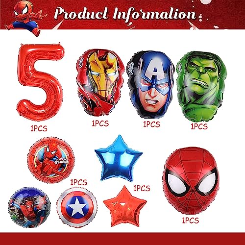 10 Piezas globos superheroes 5 años,globos superheroes cumpleaños,decoracion cumpleaños superheroes,globos marvel,cumpleaños marvel,para decoración fiesta cumpleaños niño