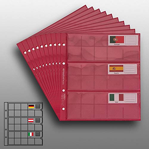10 Small Prophila Coin Sheets for Euro Coins with Flags Cards