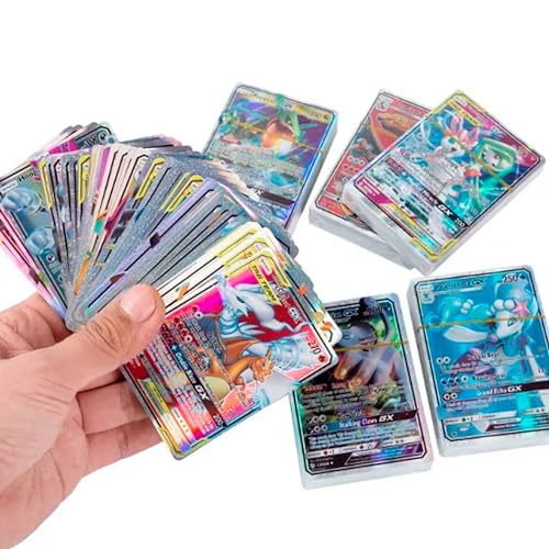 100 Cartas Pokemon GX TCG Coleccionables +100 HP - Cartas Coleccionables Sin Duplicar + Pegatinas para Niños