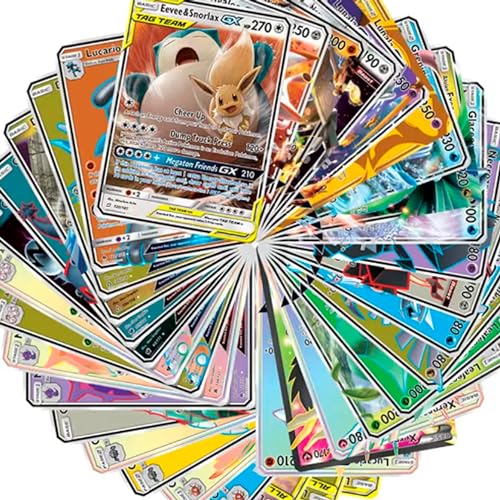 100 Cartas Pokemon GX TCG Coleccionables +100 HP - Cartas Coleccionables Sin Duplicar + Pegatinas para Niños