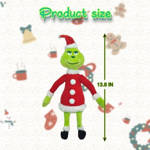 12,5 Pulgadas Grinch Tobillo,Un Traje De Felpa Verde Realista Peluche para Decoración Hogar,The Grinch ToysUna Familia Y Amigos. (Christmas Grinch)