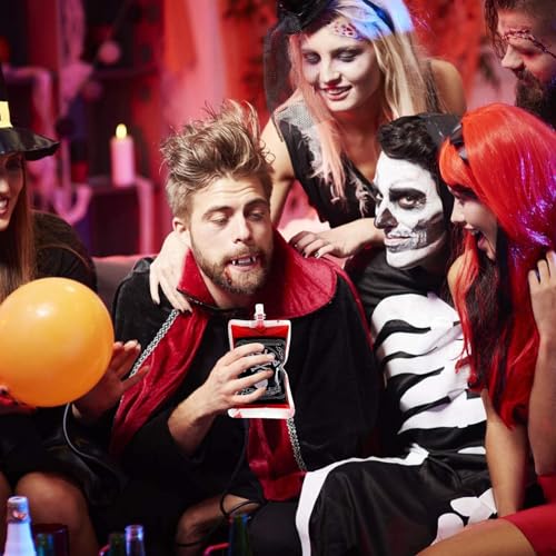 16 vasos de Halloween para sangre, bolsas de sangre, bolsas de bebidas, bolsas de sangre para bebidas, accesorios de cosplay con embudo, bolsas de bebidas para Halloween, cosplay, fiesta zombi