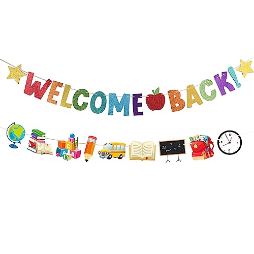 2 Piezas Regreso a la Escuela, Pancarta de Bienvenida Back to School Banner para Aula Oficina Escuela Patio Decoración de Fiesta de Regreso a la Escuela (Colorido)