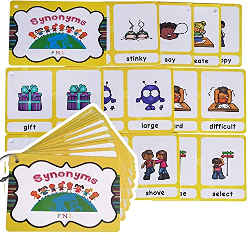 20 Grupos de Inglés Sinónimos Flashcards para niños | Aprendizaje Educativo Tarjetas de Palabras de Bolsillo | Perfecto para Kindergarten/Maestro/Autismo Terapeutas Herramientas