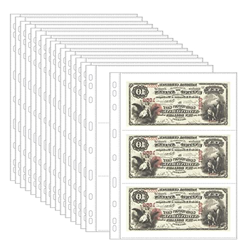 20 hojas de páginas de moneda para la recolección de papel moneda - 3 bolsas de bolsas de monedas para la recolección de páginas de álbumes para el cupón de billetes de papel moneda IN02020