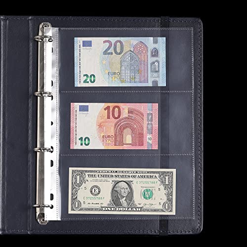 20 hojas de páginas de moneda para la recolección de papel moneda - 3 bolsas de bolsas de monedas para la recolección de páginas de álbumes para el cupón de billetes de papel moneda IN02020