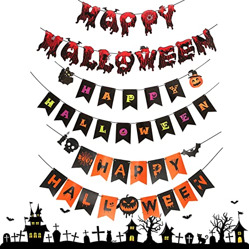 3 Banderines ürbis para Halloween, Decoración de Halloween, Banderas de Halloween, Bandera para Diferentes Fiestas de Halloween, Nacimientos de Halloween, Magos, Monstruos y Casas de Cazador