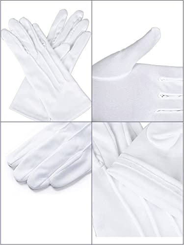 3 Pares de Guantes de Algodón de Nylon Guantes de Disfraz de Desfile Blancos para Guardia de Honor Formal Tuxedo de la Policía y Ocasiones Especiales (Diseño de 3 Costuras)