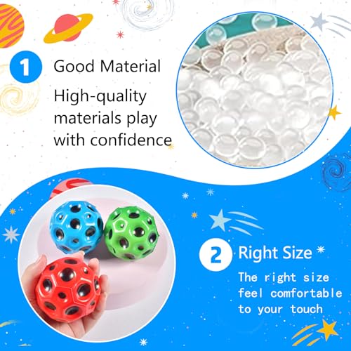 3 Piezas Astro Jump Ball, 66 mm Space Ball, Lightweight Foam Moon Ball, Moon Bouncing Ball, Space Bouncing Ball, Super High Bouncing Ball, Planet Bouncing Balls for Kids Party Gifts