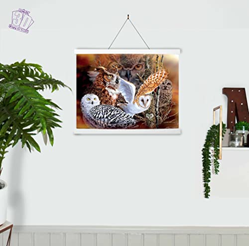 3D LiveLife Lenticular Cuadros Decoración - Búho en el bosque de Deluxebase. Poster 3D sin marco de animales. Obra de arte original con licencia del reconocido artista, Steven Michael Gardner