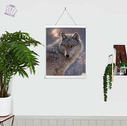 3D LiveLife Lenticular Cuadros Decoración - Lobo solitario de Deluxebase. Poster 3D sin marco de animales. Obra de arte original con licencia del reconocido artista, Collin Bogle