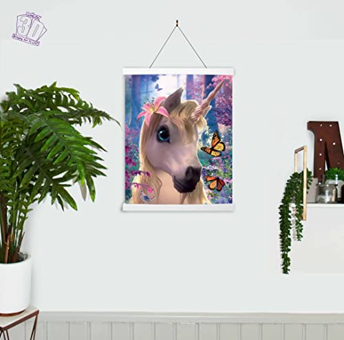 3D LiveLife Lenticular Cuadros Decoración - Unicornio adorable de Deluxebase. Poster 3D sin marco de fantasía. Obra de arte original con licencia del reconocido artista, David Penfound