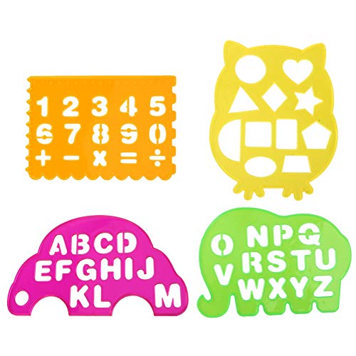 4 piezas letras números arte geométrico regla de dibujo juguete educativo regla de dibujo letras números geométricos para niños