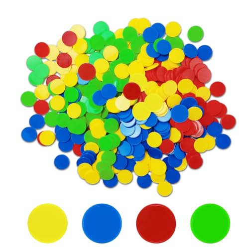 400 Fichas de Póquer de Plástico Tarjeta de 4 Colores 0.98 Pulgada para Juego Matemáticas Recompensa, Niños Fichas en Blanco de Juego Bingo Aprender Matematicas