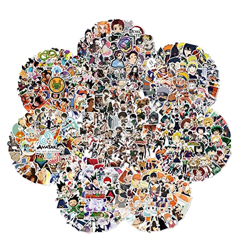 400Pcs Anime Mixed Stickers Paquete de pegatinas temáticas de anime clásico, pegatina de vinilo para botellas de agua, portátil, monopatín, regalo para adultos, niños, adolescentes