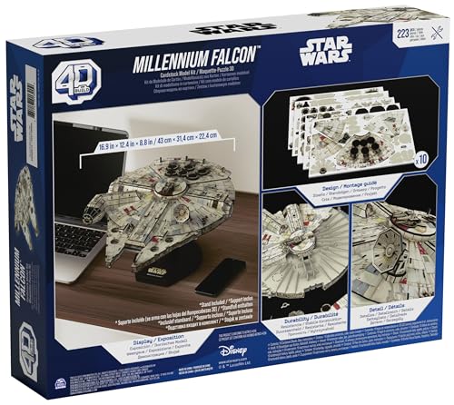 4D Build, Star Wars Millennium Falcon 3D Model Kit 223 Pcs | Star Wars Toys Desk Decor | Building Toys | Paper Model Kits for Adults & Teens 12+