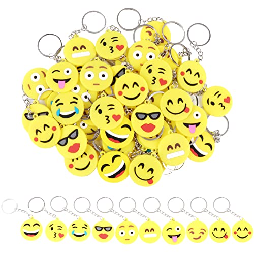 50 Piezas Llavero Emoji llaveritos Emoticon Colgante 10 Patrón Emoticon Llavero Decoración para Niños Fiesta de Cumpleaños Favores Bolsa de Fiesta