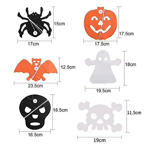 6 pancartas de decoración de halloween, corona de halloween, calabaza, fantasma, fantasma, murciélago, araña y pancarta de esqueleto, jardín de fiesta de halloween