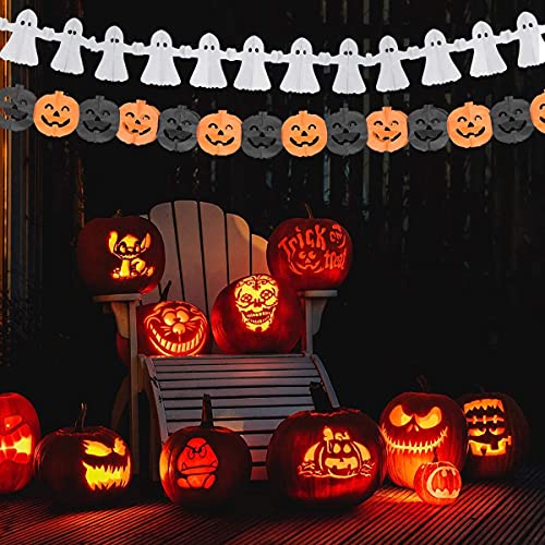 6 pancartas de decoración de halloween, corona de halloween, calabaza, fantasma, fantasma, murciélago, araña y pancarta de esqueleto, jardín de fiesta de halloween