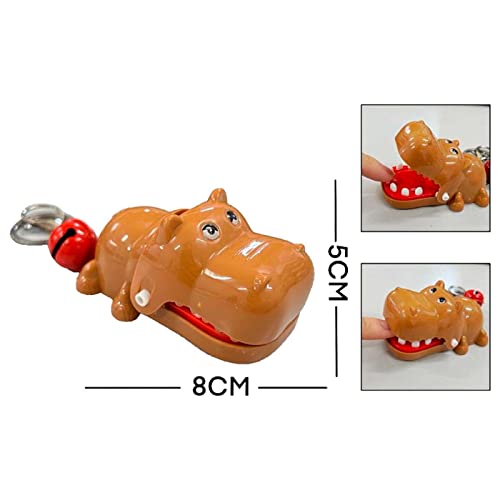 Acan Tradineur - Mini Hipopotamo con sacamuelas y llavero - Fabricado en plástico - Portable, Tamaño compacto - Color Marrón
