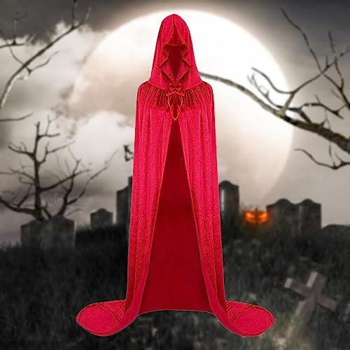 ADMAY Disfraz de bruja de Halloween para mujer, disfraz de diablo Y21K, capas con capucha y disfraces para mujer, parejas largas, chaqueta de Halloween, disfraz de Nezuko Cosplay (rojo, L)